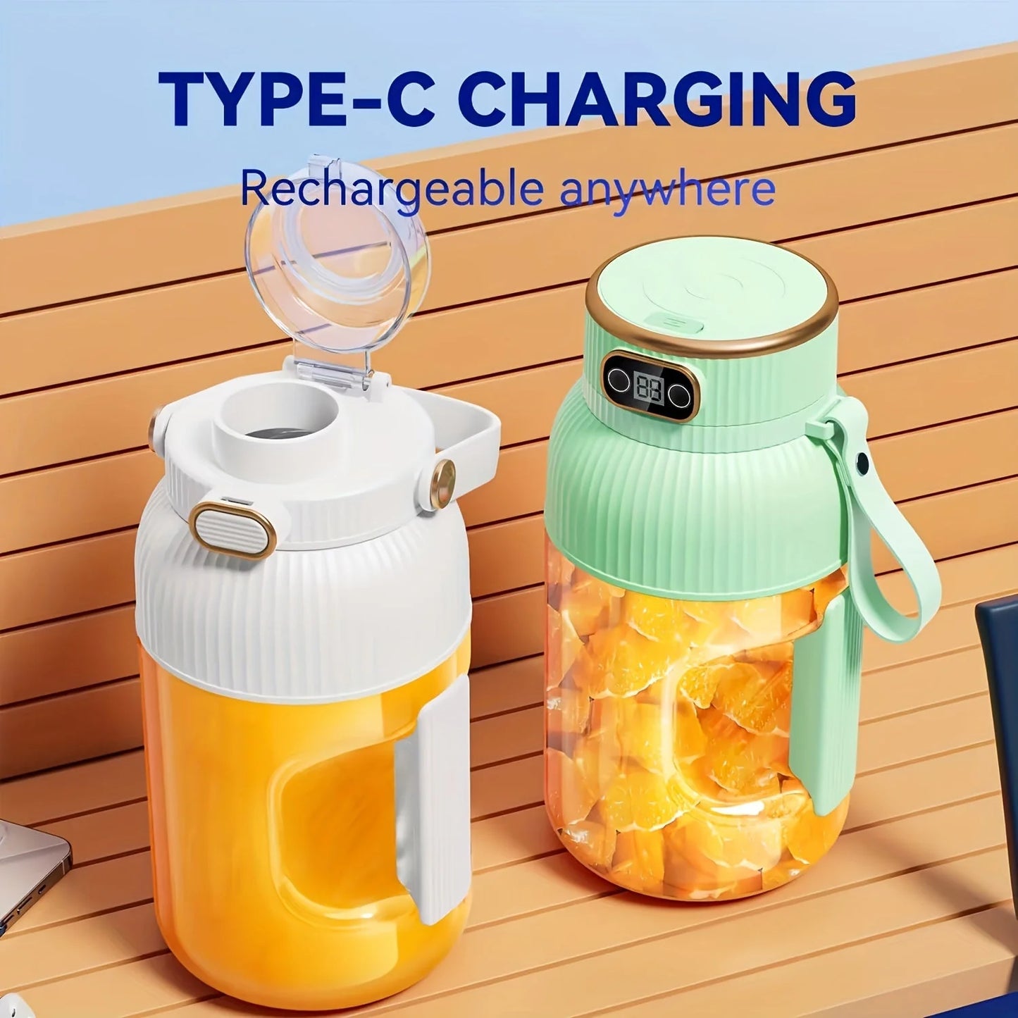 Royelux 2025 Portable Juicer Machine – Travel Blender with Digital Display for Smoothies