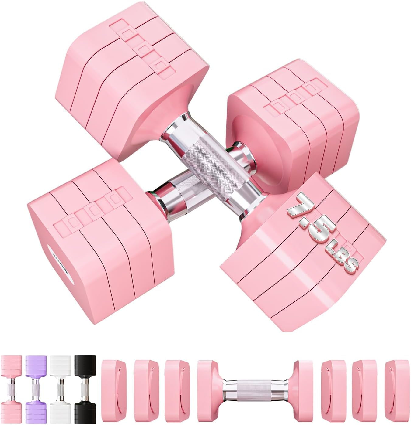 Adjustable Dumbbell Set for Women Men 7.5LB/10LB/15LB/20LB/25LB Each
