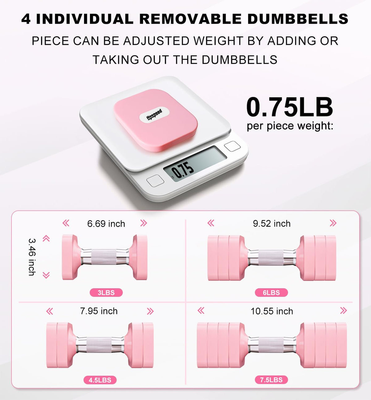 Adjustable Dumbbell Set for Women Men 7.5LB/10LB/15LB/20LB/25LB Each