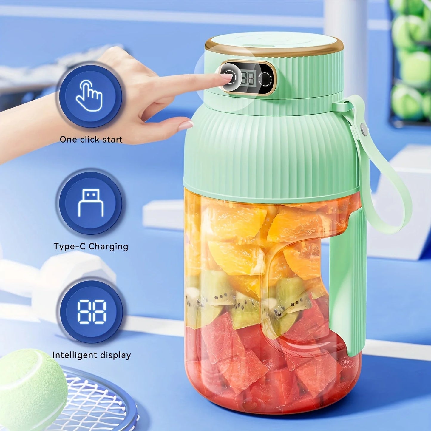 Royelux 2025 Portable Juicer Machine – Travel Blender with Digital Display for Smoothies